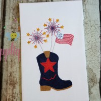 Fourth of July Boot with Sparklers Machine Applique Design